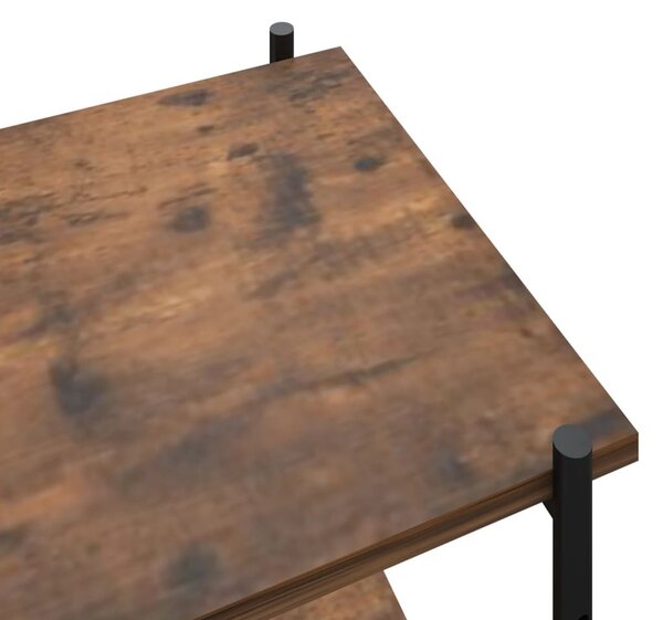 Fekete és sötét faszínű 4 szintes polcrendszer 80 x 40 x 130 cm