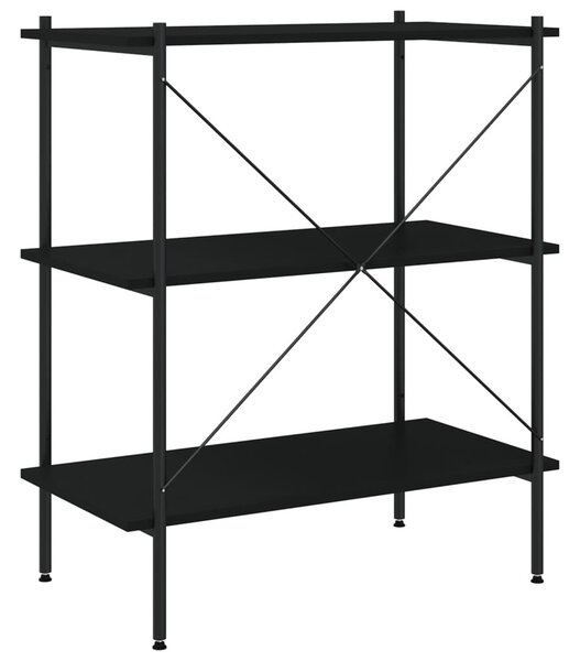 Fekete 3 szintes polcrendszer 80x40x92 cm