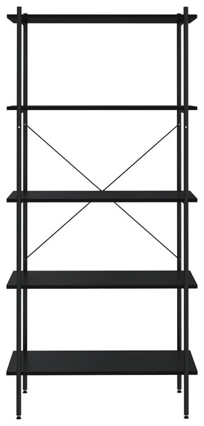 Fekete 5 szintes polcrendszer 80x40x163 cm