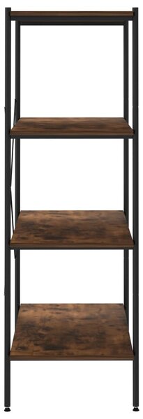 Fekete és sötét faszínű 4 szintes polcrendszer 80 x 40 x 130 cm
