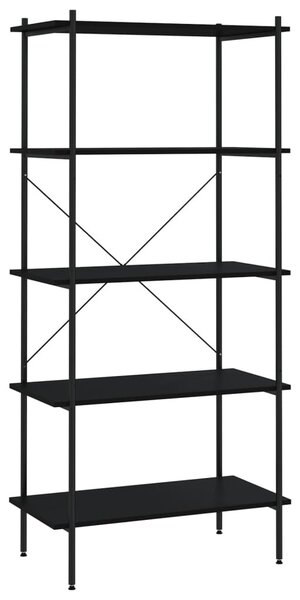 Fekete 5 szintes polcrendszer 80x40x163 cm