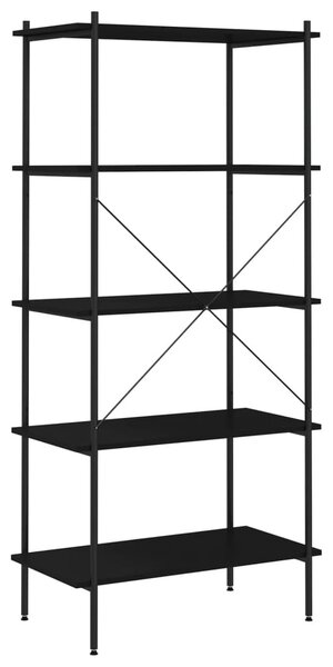 Fekete 5 szintes polcrendszer 80x40x163 cm