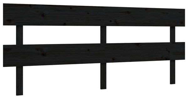 Fekete Tömörfa Ágykeret - Fejtámlával - 200x200 cm