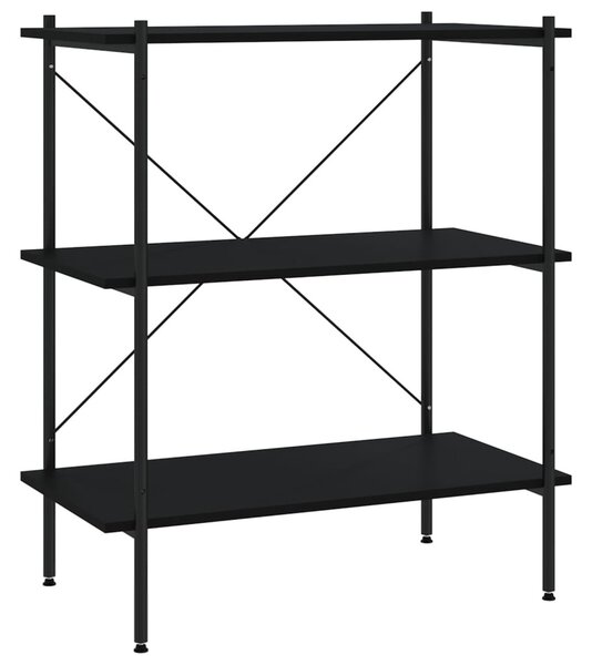 Fekete 3 szintes polcrendszer 80x40x92 cm
