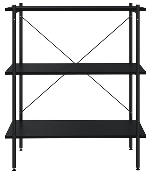Fekete 3 szintes polcrendszer 80x40x92 cm