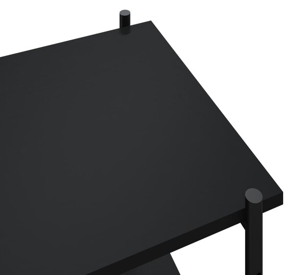 Fekete 3 szintes polcrendszer 80x40x92 cm