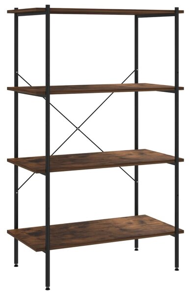 Fekete és sötét faszínű 4 szintes polcrendszer 80 x 40 x 130 cm