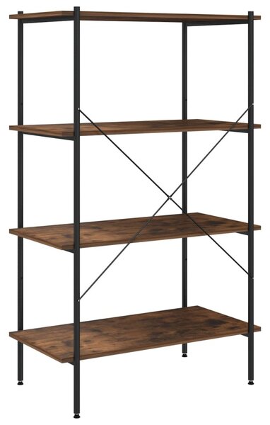Fekete és sötét faszínű 4 szintes polcrendszer 80 x 40 x 130 cm