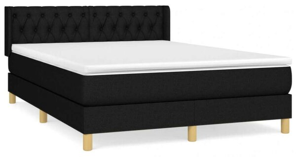 Fekete szövet rugós ágy matraccal 140 x 200 cm