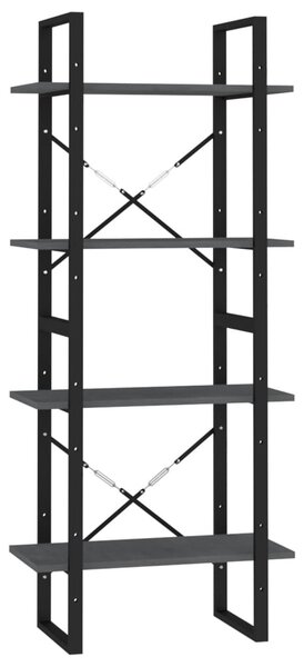 Négyszintes szürke tömör fenyőfa könyvszekrény 60 x 30 x 140 cm