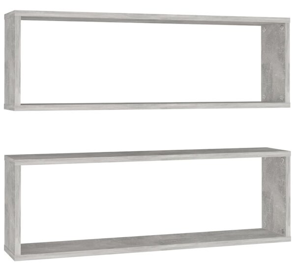 2 db betonszürke szerelt fa fali kockapolc 80 x 15 x 26,5 cm