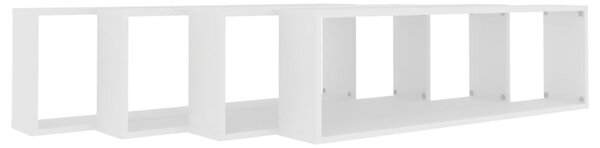4 db fehér szerelt fa fali polc 100 x 15 x 30 cm