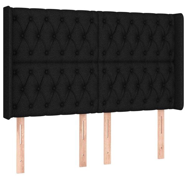 Modern LED Ágy - Fekete Szövet - 140x190 cm