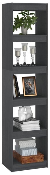 Szürke tömör fenyőfa könyvszekrény/térelválasztó 40x30x167,5 cm