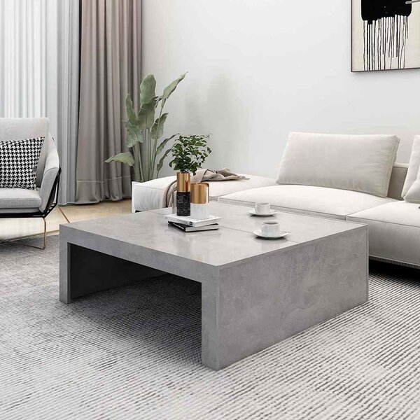 Betonszürke szerelt fa dohányzóasztal 100 x 100 x 35 cm