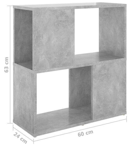Betonszürke szerelt fa könyvszekrény 60 x 24 x 63 cm