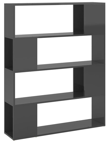 Magasfényű szürke térelválasztó könyvszekrény 100 x 24 x 124 cm