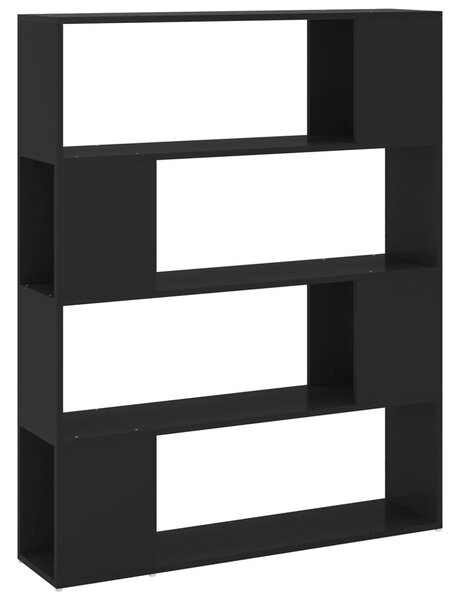 Fekete szerelt fa térelválasztó könyvszekrény 100 x 24 x 124 cm