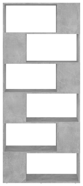Betonszürke térelválasztó könyvszekrény 80 x 24 x 186 cm