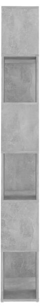 Betonszürke szerelt fa térelválasztó könyvszekrény 60x24x186 cm