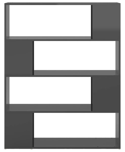 Magasfényű szürke térelválasztó könyvszekrény 100 x 24 x 124 cm