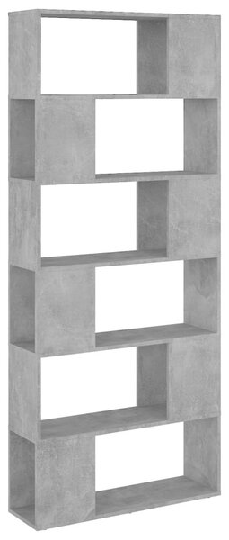 Betonszürke térelválasztó könyvszekrény 80 x 24 x 186 cm