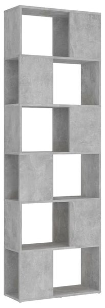 Betonszürke szerelt fa térelválasztó könyvszekrény 60x24x186 cm