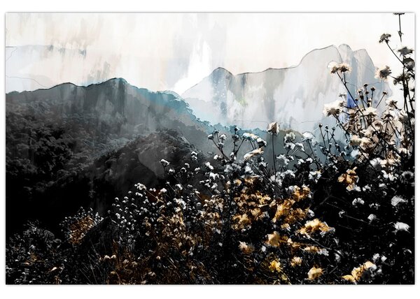 Kép - Vadvirágok illusztrációja (90x60 cm)