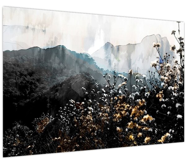 Kép - Vadvirágok illusztrációja (90x60 cm)