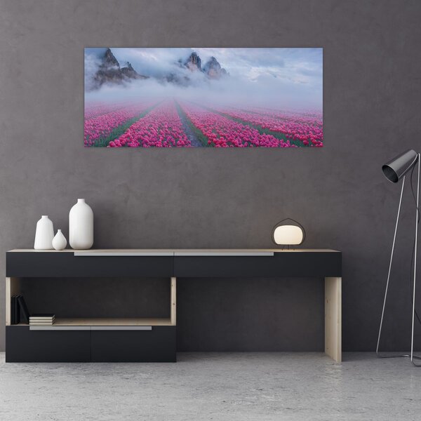 Kép - Tájkép tulipánmezőkkel (120x50 cm)