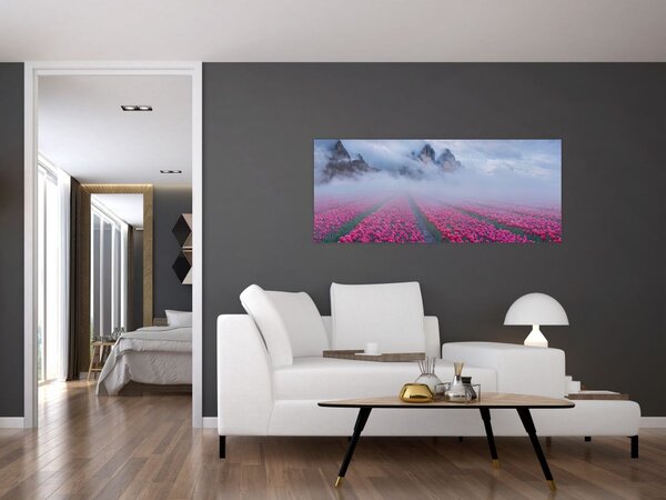Kép - Tájkép tulipánmezőkkel (120x50 cm)