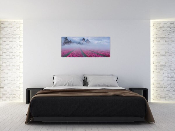 Kép - Tájkép tulipánmezőkkel (120x50 cm)