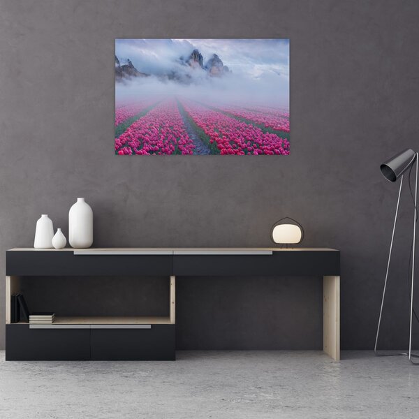 Kép - Tájkép tulipánmezőkkel (90x60 cm)