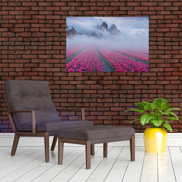 Kép - Tájkép tulipánmezőkkel (90x60 cm)