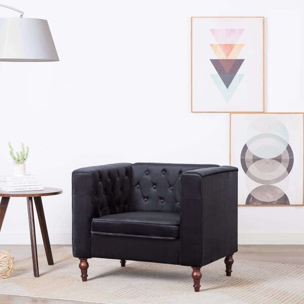 Elegáns Fekete Bársony Fotel - 86x67x71 cm
