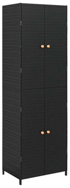 Kerti Tárolószekrény - Polyrattan - Fekete - 180cm