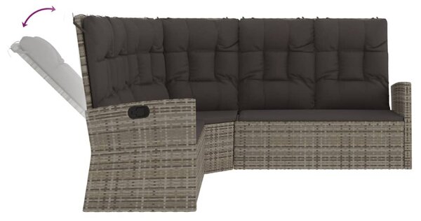 3 részes szürke polyrattan kerti ülőgarnitúra párnákkal