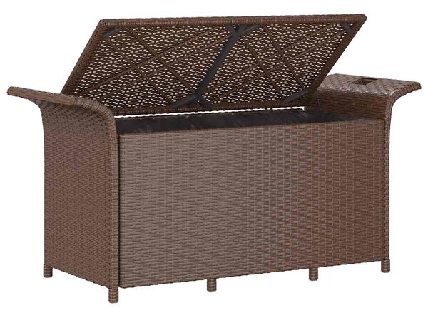 Barna polyrattan kerti pad párnával 116 x 46 x 57 cm