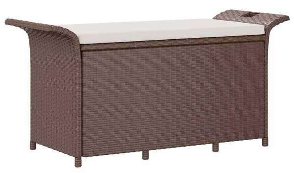 Barna polyrattan kerti pad párnával 116 x 46 x 57 cm