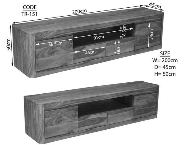 MONTREAL TV asztal 200x50 cm, paliszander