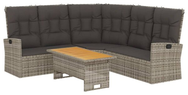 2 részes szürke polyrattan kerti ülőgarnitúra párnákkal