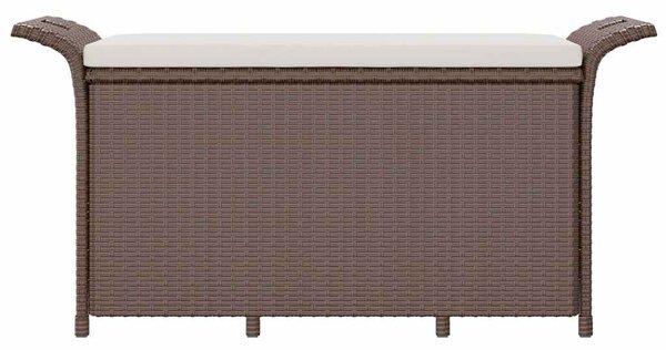 Barna polyrattan kerti pad párnával 116 x 46 x 57 cm