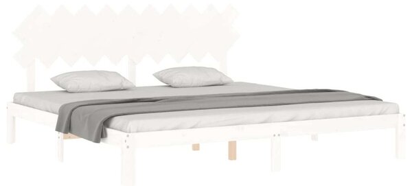 VIDAXL - Tömör Fenyőfa Ágykeret Fejtámlával - Fehér - 200x200 cm