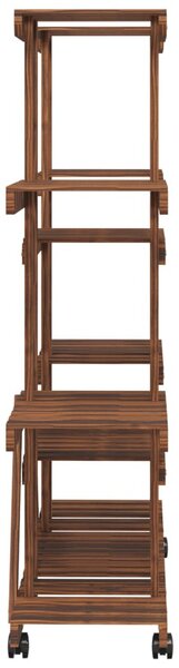 Tömör fenyőfa virágtartó állvány kerekekkel 110 x 25 x 115 cm