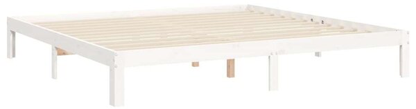 VIDAXL - Tömör Fenyőfa Ágykeret Fejtámlával - Fehér - 200x200 cm