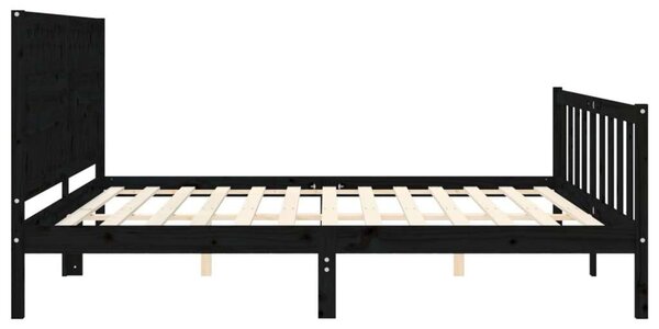 Tömörfa Ágykeret - Fekete - 200x200 cm