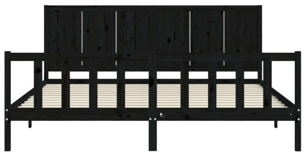 Tömörfa Ágykeret - Fekete - 200x200 cm