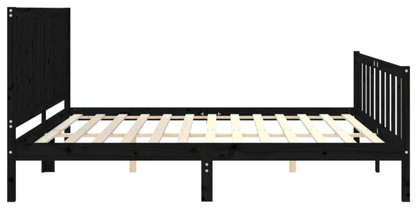 Tömörfa Ágykeret - Fekete - 200x200 cm