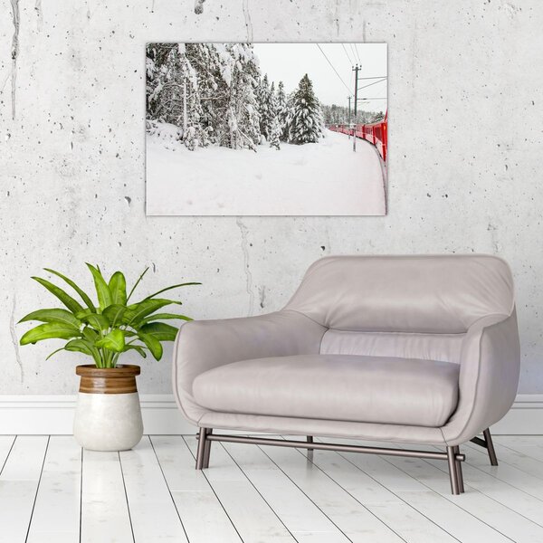 Kép - Vonat a havas tájban (70x50 cm)