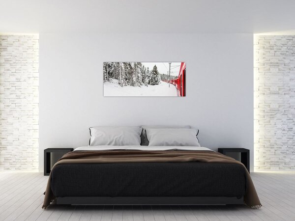 Kép - Vonat a havas tájban (120x50 cm)